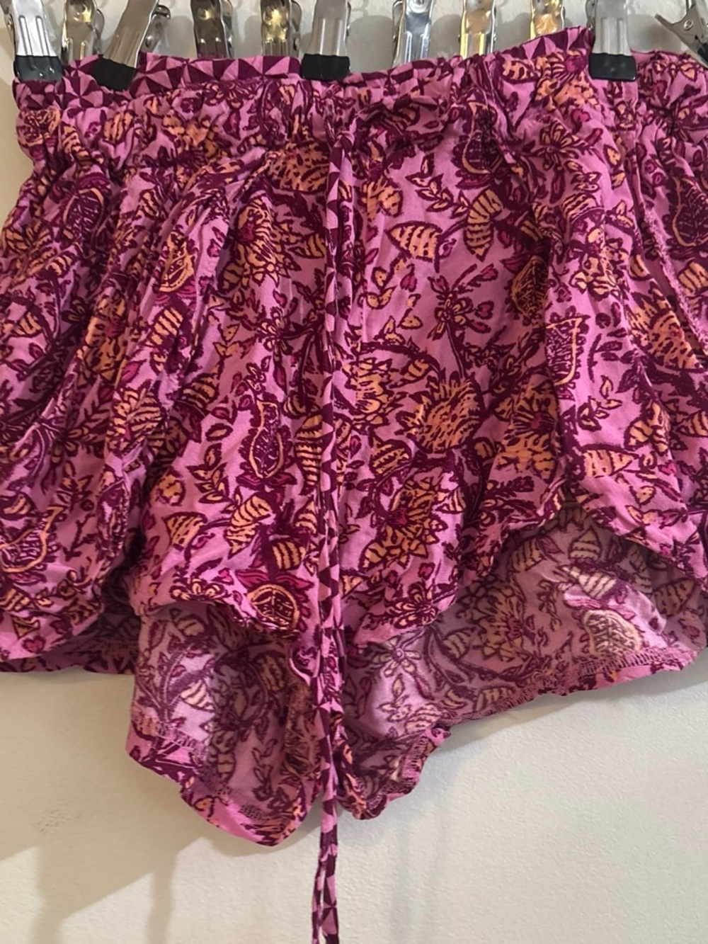 T.J.Maxx Pink and Gold Floral Asymmetrical Tiered Skirt